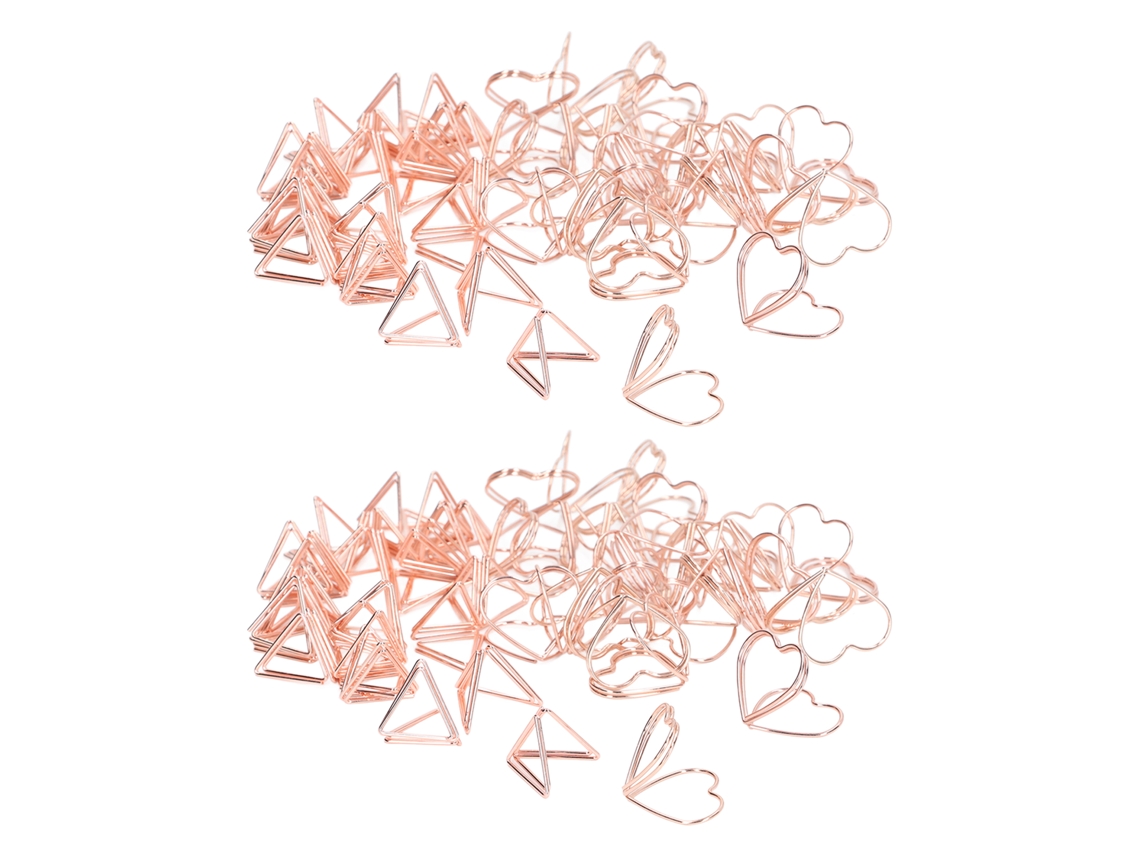 100 Clips De Papel Em Forma Triangular E Coração 3d De Duas Camadas Ouro Rosa Para Classificação De Arquivos