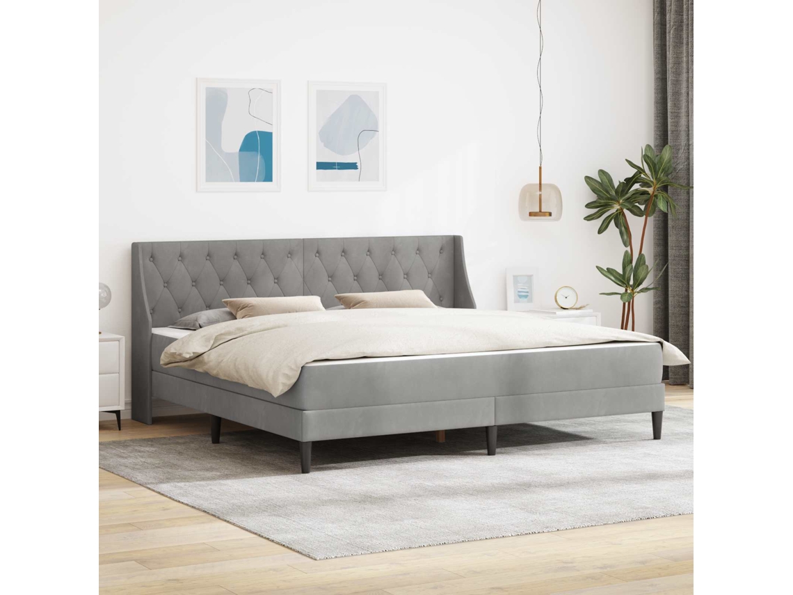 Vidaxl Estrutura De Cama Com Colchão Cinzento-claro 200 X 200 Cm
