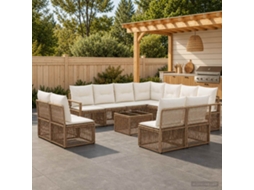 Vidaxl Conjunto De Sofá De Jardim 12 Pcs Bege Vime Pe