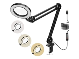 Lurelia Luminária Com Lupa 5x, Com 72 Led, 3 Modos De Luz E 10 Níveis De Brilho, Com Clipe, 4 Polegadas Para Leitura E Trabalhos De Precisão