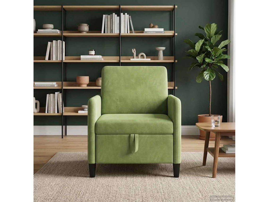 Vidaxl Sofa Com Armazenamento Verde Claro 72 X 78 X 87 Cm Poliéster