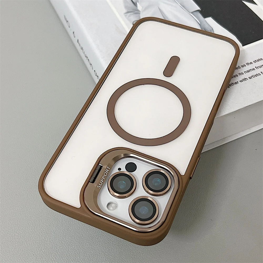 Capa Magnética À Prova De Choque Para Iphone 13 Pro (dourada), Compatível Com Magsafe, Com Protetor De Lente De Vidro.