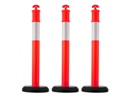 Postes De Trânsito Succebuy 3 Peças 114 Cm Base Recarregável Faixa Refletora, Vermelho