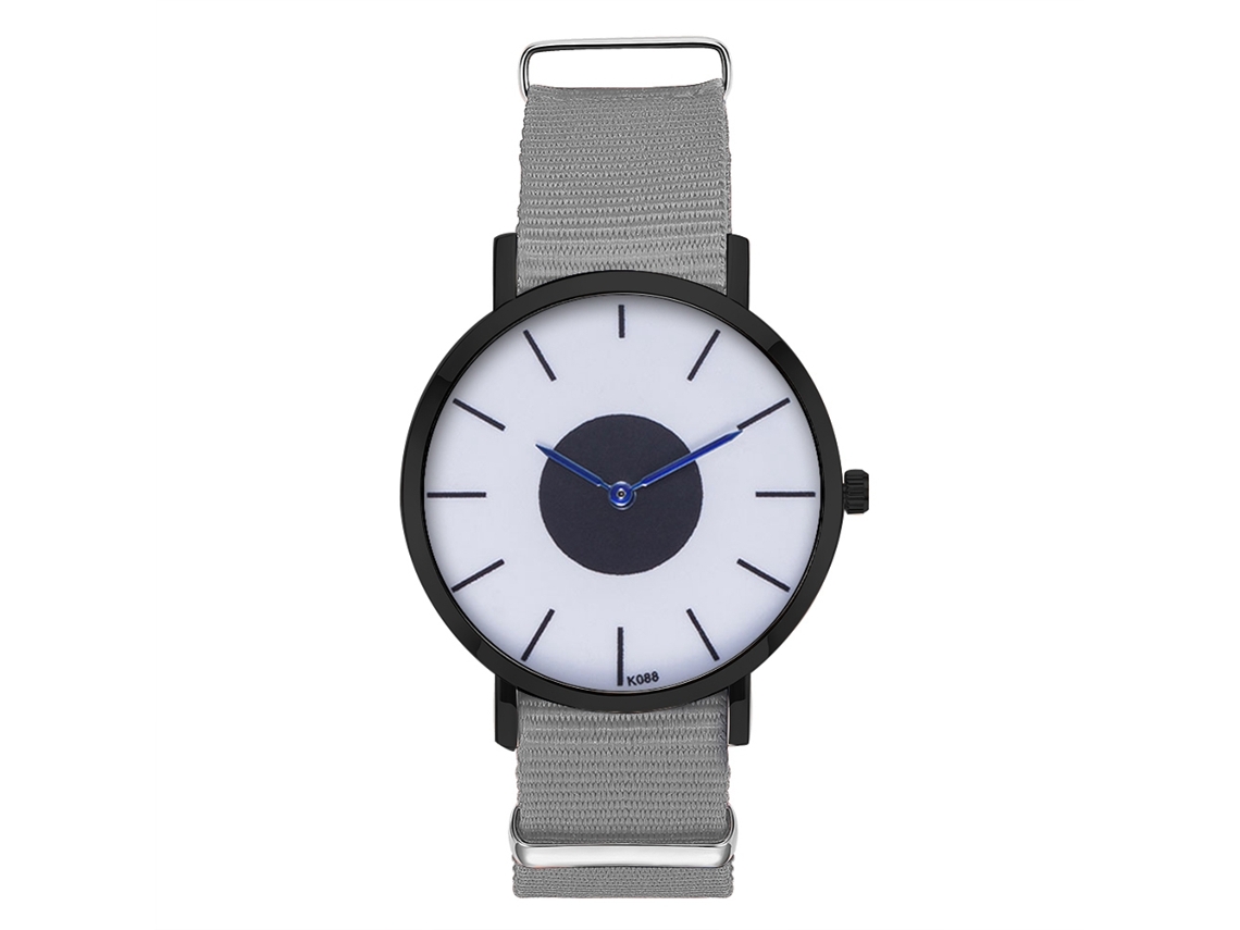 Relógio de Pulso Masculino Casual de Nylon com Movimento de Quartzo Dial Redondo Cinza