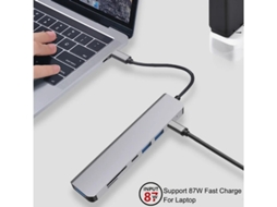 Dongle Adaptador de Hub Usb C para Macbook Air Macbook Pro com Hdmi 4K 60 Hz Fornecimento de Energia de 87 W 2 Portas Usb e Leitor de Cartão YIZHOOD