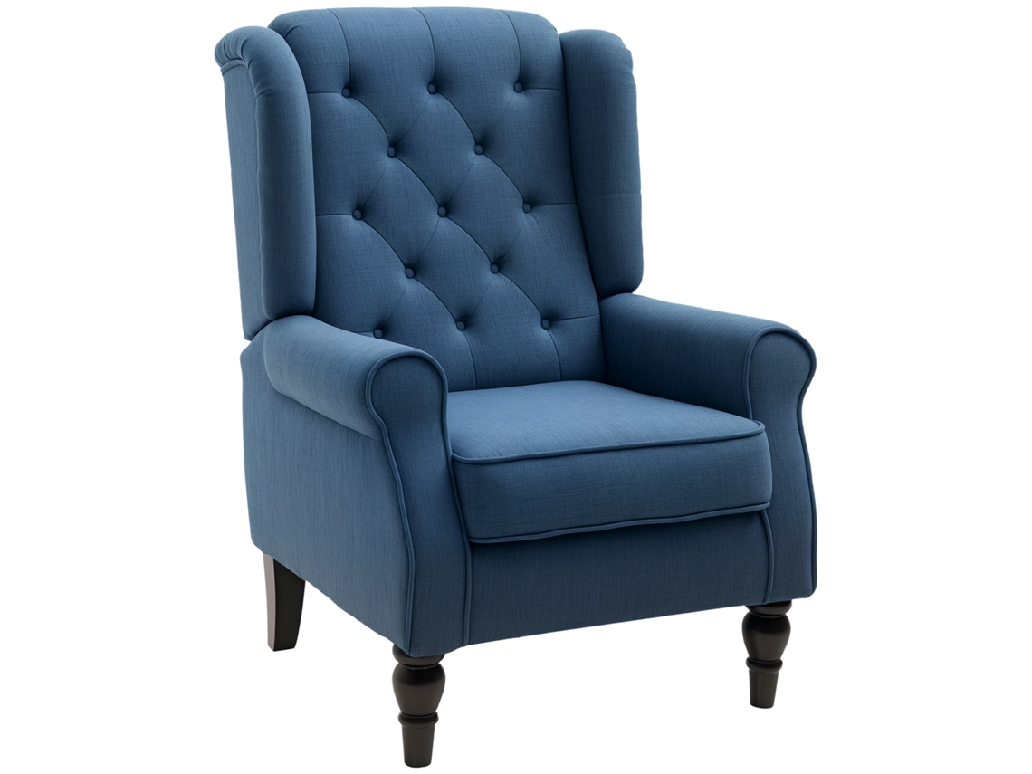 Poltrona de Asas Azul (estofada, Capa Removível, 74x86x102cm)