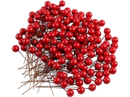 Omni 100 Frutos de Acebo Artificiales para Decoración de Corona de Navidad Materiales para Guirnaldas Y Manualidades