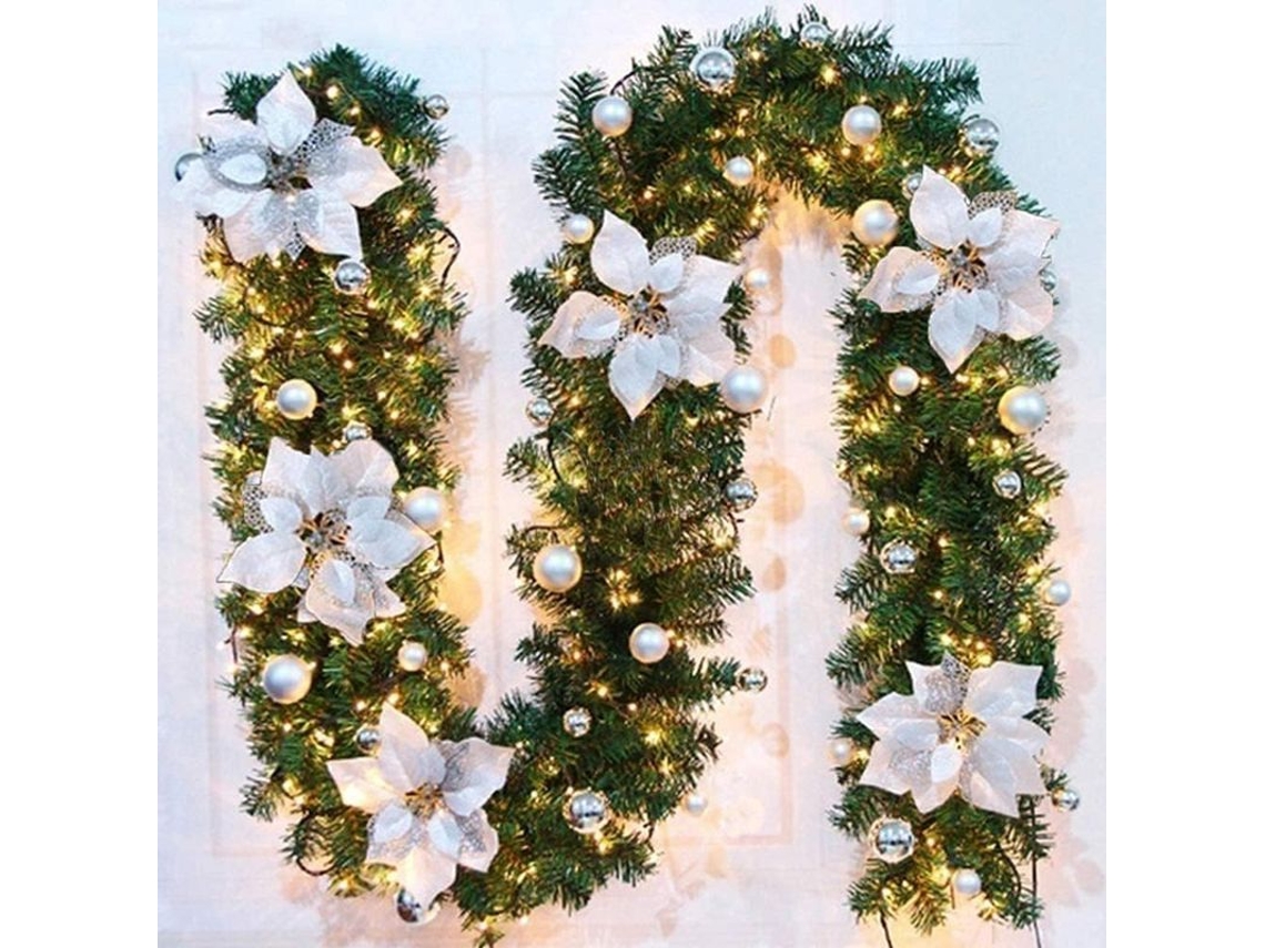 2026 guirnalda Artificial de Natal com Luzes Led, 270cm 40 Leds Branco Quente, Galhos Plásticos Decorativos
