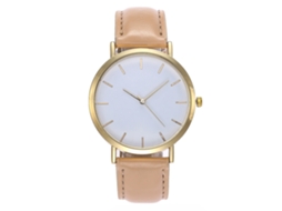 Relógio de pulso analógico de quartzo simples da Vansvar com pulseira de PU para mulheres e homens (marfim)