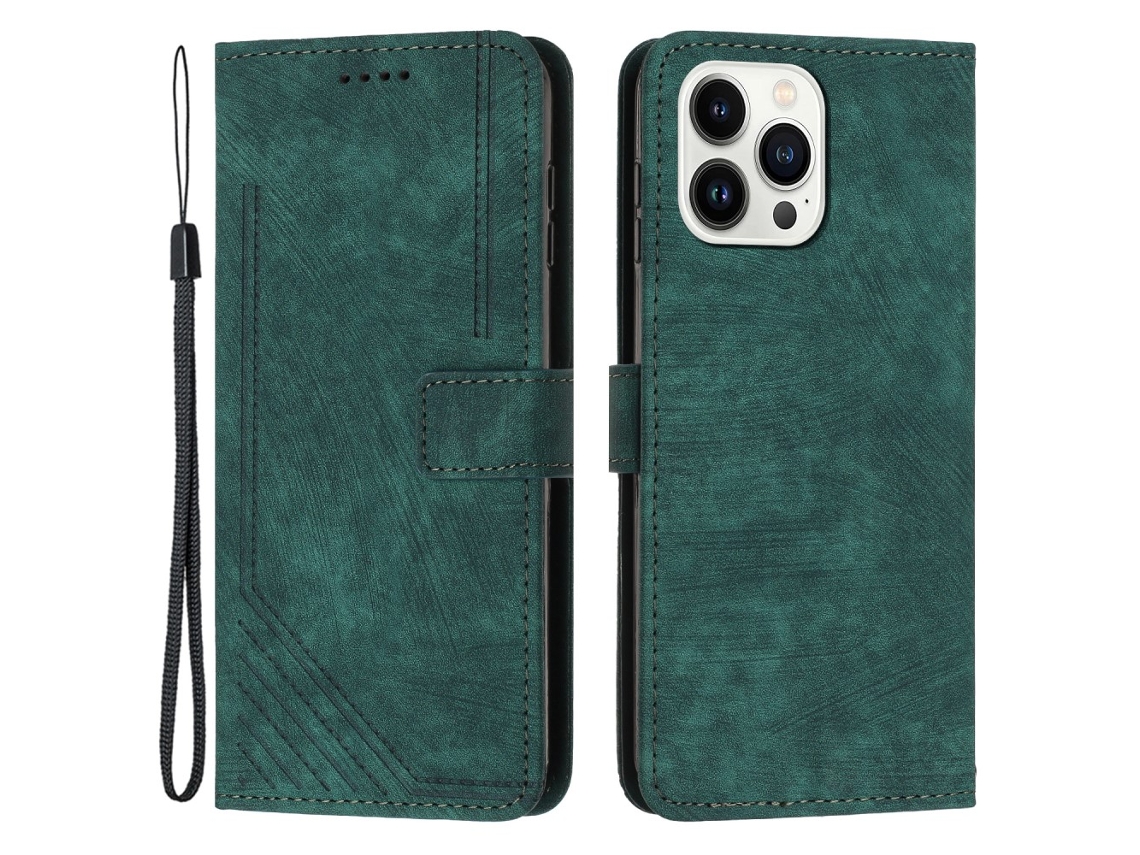 Capa Para Iphone 15 Pro Pele Sintética Verde
