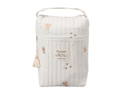 Mali bolsa de Fraldas Bordada Cute com Padrão de Urso para Bebê em Algodão com Fecho Zipper