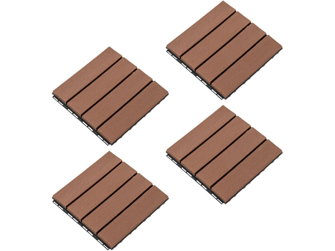 Conjunto De 4 Peças De Piso Externo Com Encaixe, Fácil De Instalar.