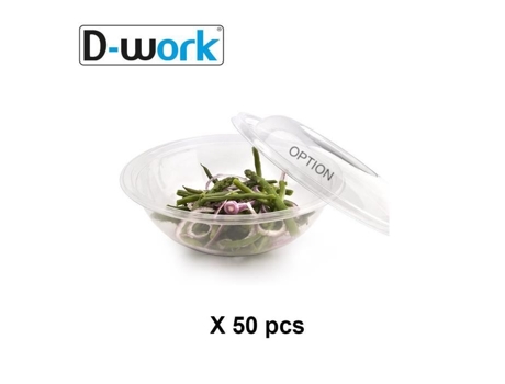 50 Saladeiras Redondas de Cristal Transparente 2250 ml D. 26 x A. 9 cm Elegantes, Robustas e Versáteis em Plástico PET - D-WORK