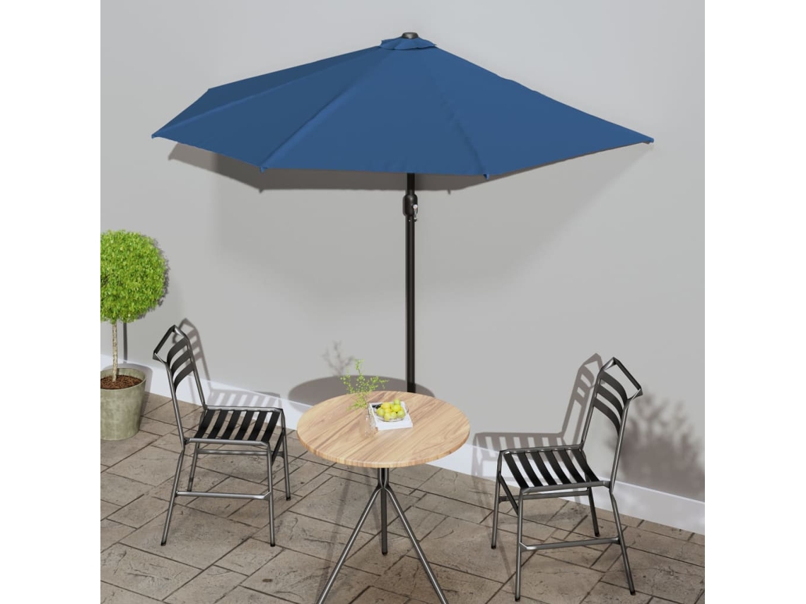 Vidaxl Guarda-sol C/ Poste Alumínio Semicircular 270x144x222 Cm Azul