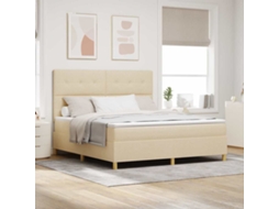 Vidaxl Cama Box Spring Led Com Cabeceira Creme 180 X 200 Cm Tecido
