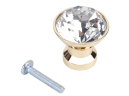 Conjunto de 4 puxadores de cristal para móveis, 30 mm, dourados, para gavetas e armários.