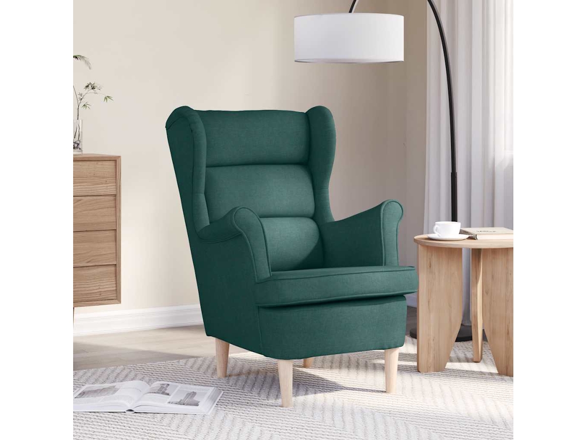 Vidaxl Cadeira Com Apoio De Braços 74x84x100 Cm Tecido Verde-escuro