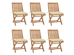 Conjunto 6 Cadeira de jardim VIDAXL Branco Madeira (46.5x58x88 cm)