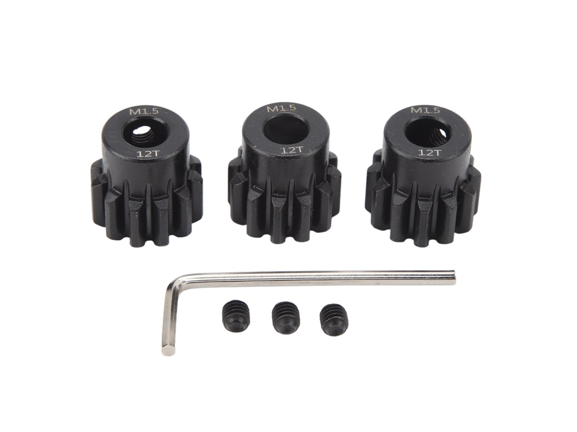 Conjunto De Engrenagens De Motor De Carro Rc M1.5 8mm Aço Para Carros Modelo 1/5 1/8 1/10 12t 3pcs