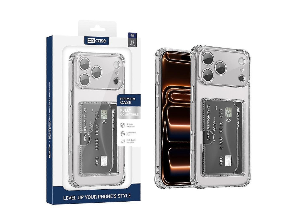 Capa Transparente De Tpu Xdcase Com Compartimento Para Cartão E Orifícios De Precisão Para Iphone 17