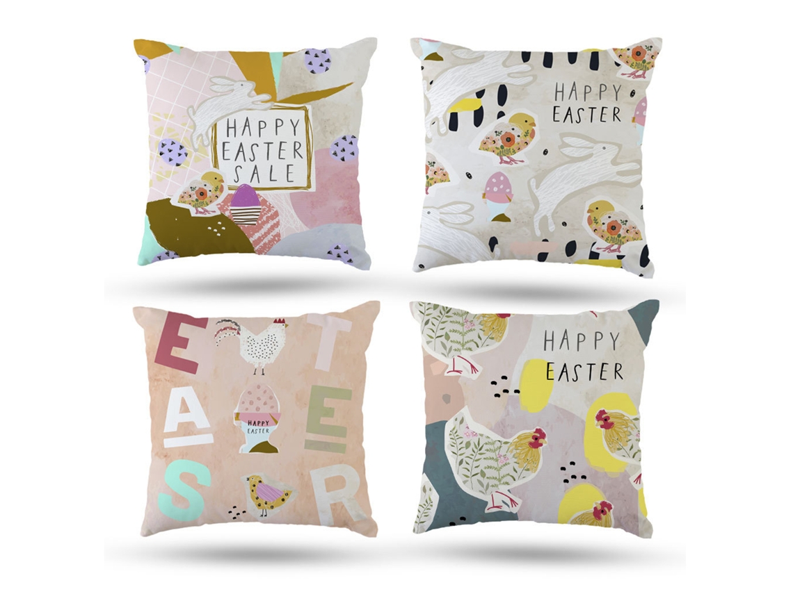 Laxiscreed Kit De 4 Capas De Almofada Em Linho 45x45cm Com Design De Um Lado