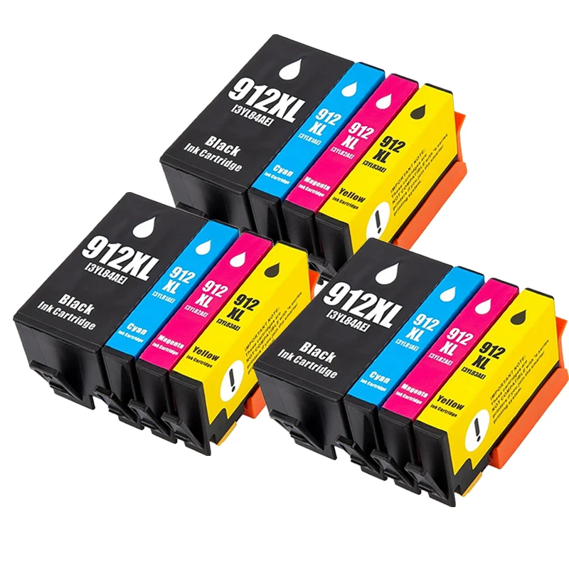 Conjunto de 3 Tinteiros Compatíveis com Hp 912xl 912 para Impressoras Hp Officejet Pro 8020, 8022, 8023, 8024, 8025, 8026, 8028 e 8035. MDUG