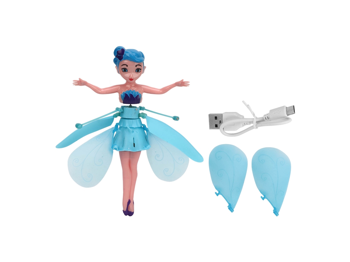 Boneca Fada Voadora Luminosa com Sensor de Gesto Azul