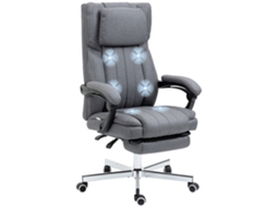 Cadeira de Escritório com 6 Pontos de Massagem, Vibração, Reclinável, com Altura Ajustável,65x61x101-113cm,Cinza | S/MARCA