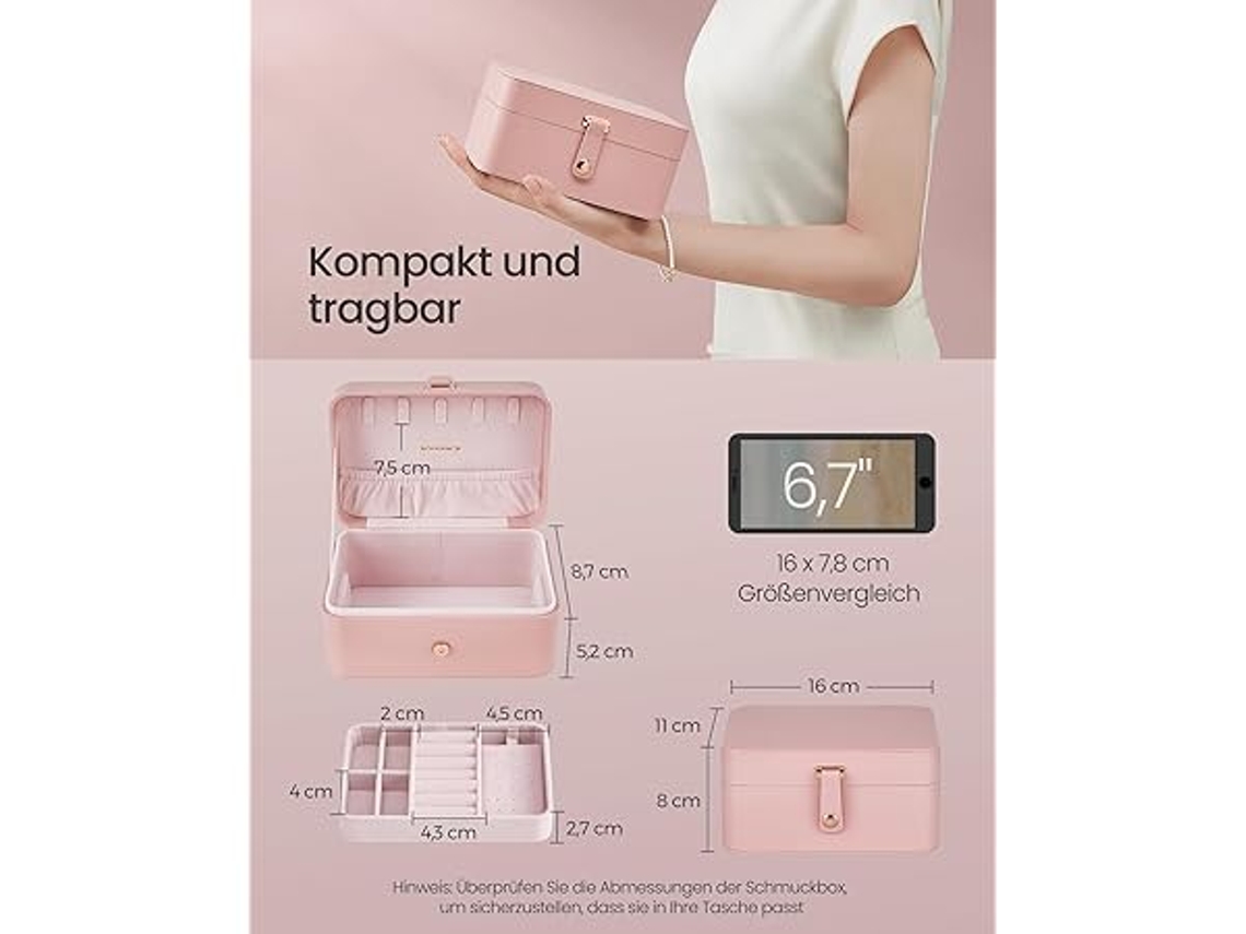 Caixa de Joias Turismo, Pequena Dois Andares, Compacta, 11 X 16 8 Cm, Ideal para Presente Impermeável Multifuncional Casa e Férias STELASPLEN