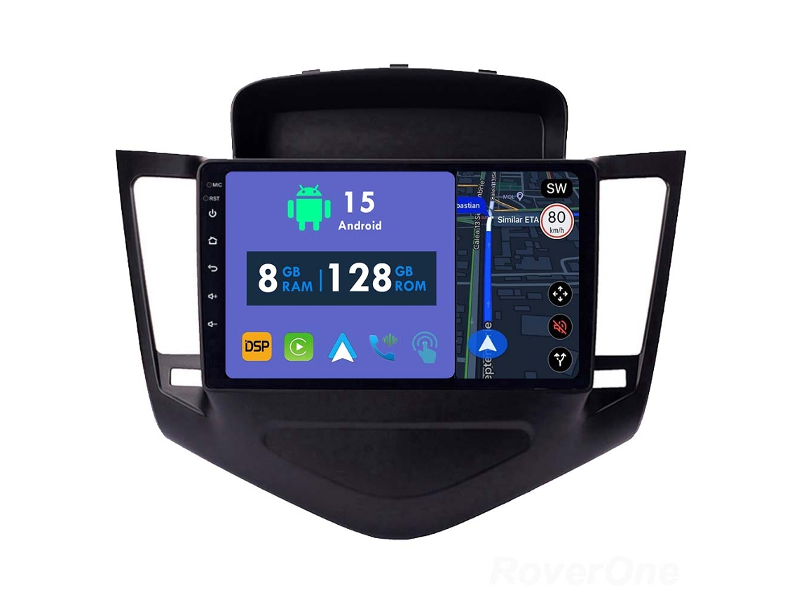 Auto Rádio Carro Bluetooth Autoradio 8GB RAM 128G ROM CarPlay Navegação GPS Ecrã Táctil RoverOne para Chevrolet Cruze J300 2008-2014  