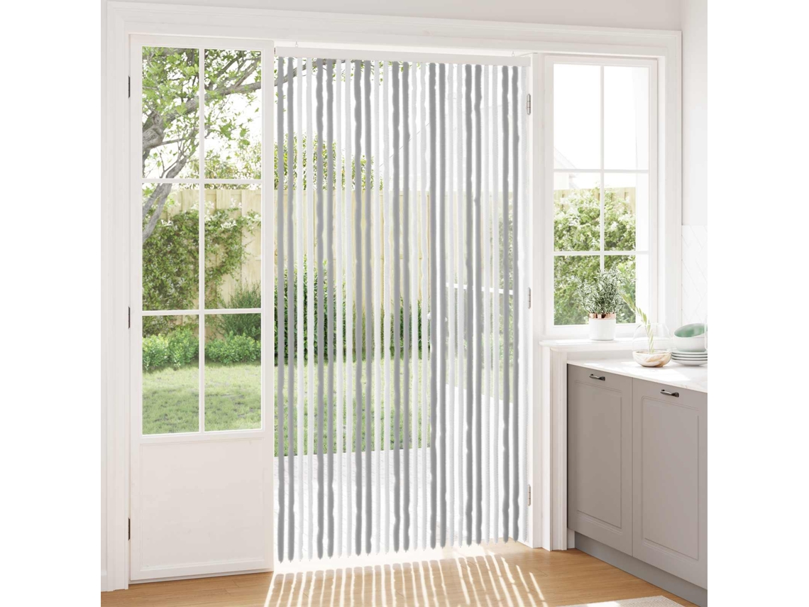 Vidaxl Cortina De Insetos Chenille Cinza E Branco 118 X 220 Cm 100% Pp