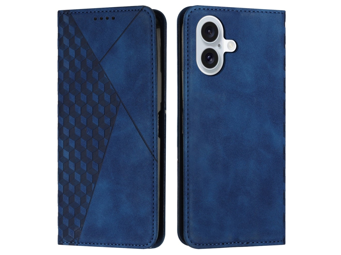 Capa Em Couro Pu Magnético Com Suporte Para Apple Iphone 16 Plus - Safira