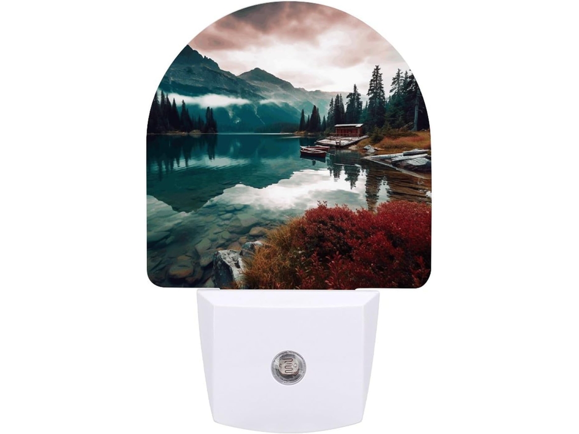 Luminária Led Quarto, Banheiro, Corredor, Luz Noturna, Com Imagem De Paisagem Lago, Da Tomada, Com Sensor