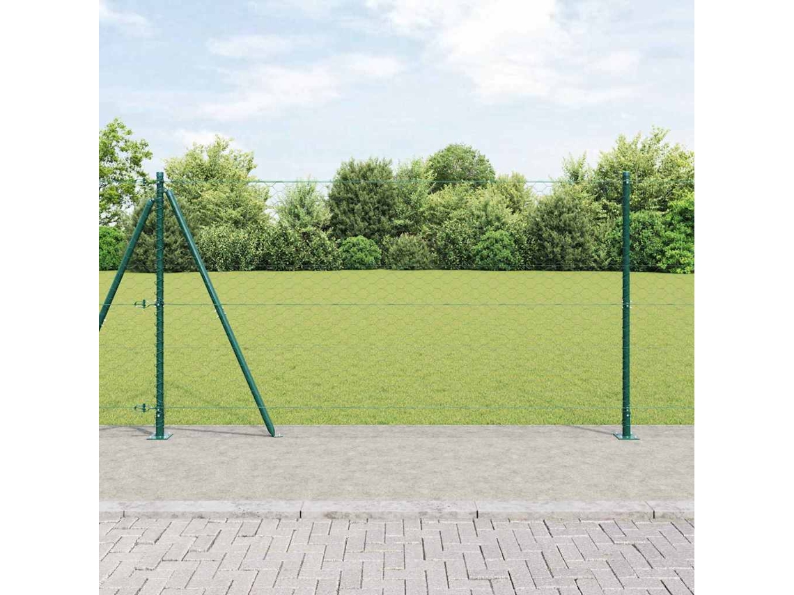 Vidaxl Cerca Hexagonal Com Base De Concreto 100 X 1,2 M Verde Malha