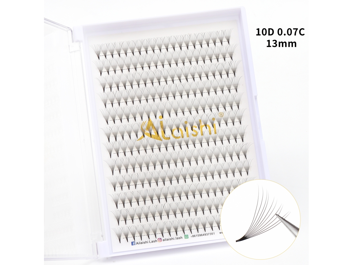 (10d) Extensões De Cílios Postiços De Fibra De Vison, Pacote Com Uma Única Faixa Grossa Estilo Russo Pré-fabricada