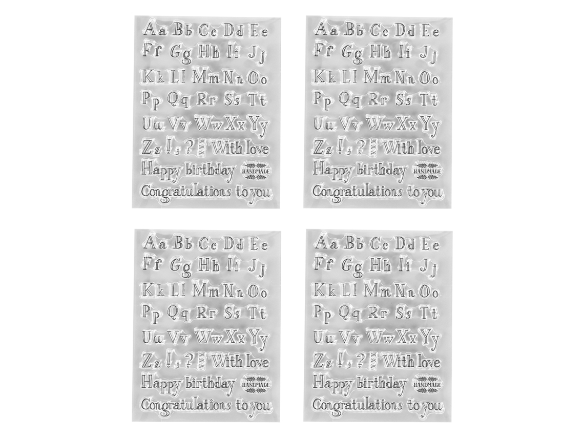 4pcs Selos Transparentes Tpr Letras Para Manufaturas Scrapbooking E Cartões Diy