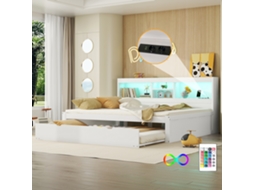 Daybed Branco 140x200cm, Sofá-cama, Led, Usb.-op