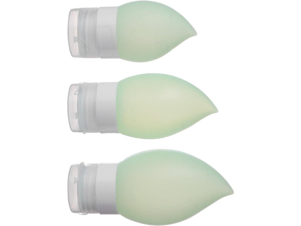 Conjunto De 3 Recipientes De Viagem De Silicone Recarregáveis E À Vazamentos, Com Capacidades De 38ml, 60ml E 89ml.