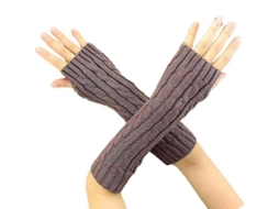 2026 guantes de Lana Tejidos para Mujer Sin Dedos Largos Calientes para Otoño Invierno Primavera 30cm Muñeca Casual