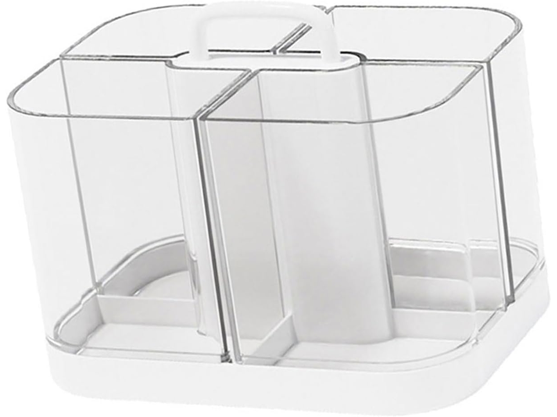 Porta-lápis para computador, 4 compartimentos, com espaço para armazenamento, organizador de materiais de arte, porta-pincéis de maquiagem