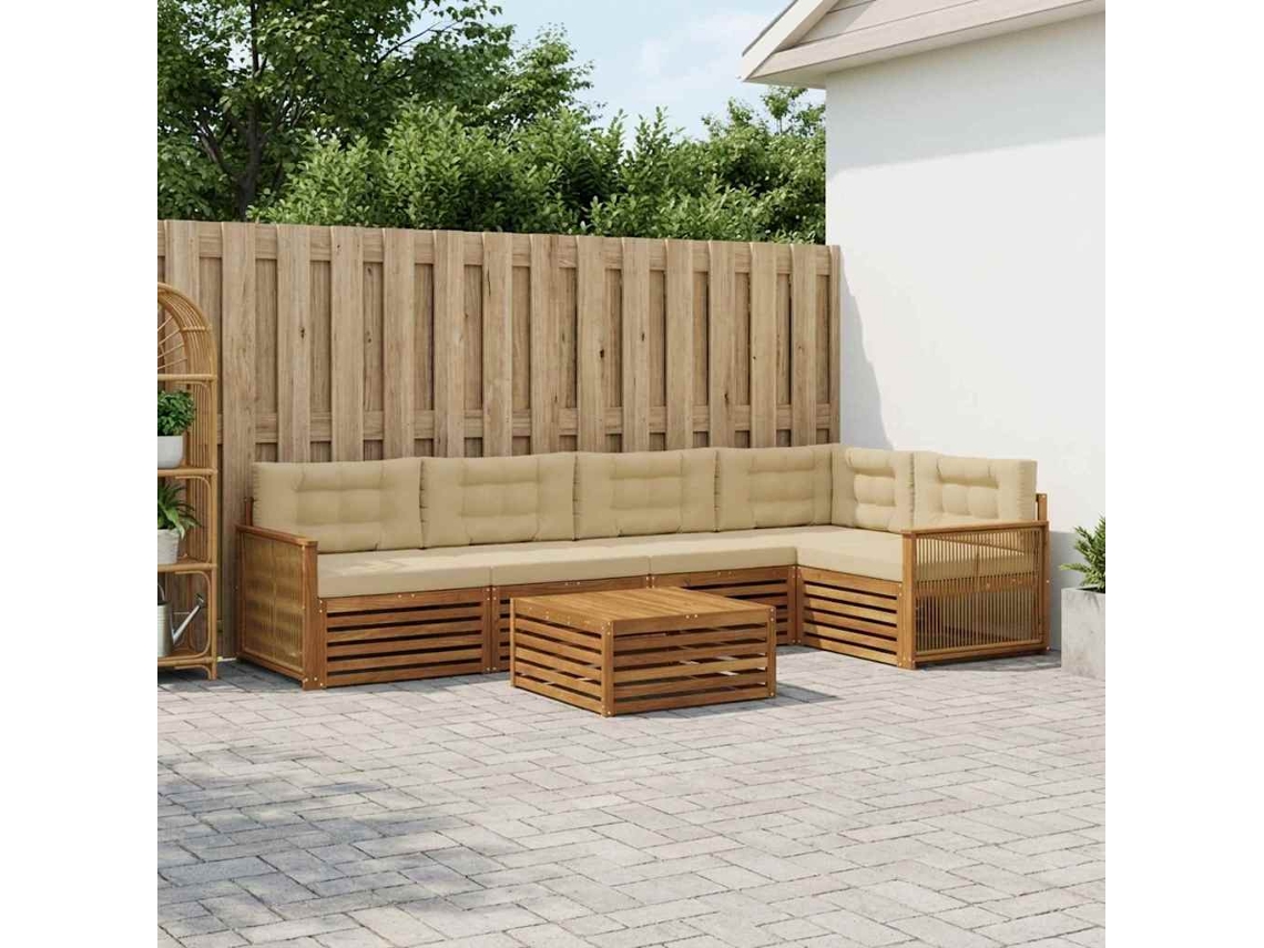 Vidaxl Conjunto De Sofás Para Exterior 6 Pcs Natural E Bege