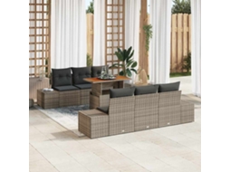 Vidaxl Conjunto De Sofá De Jardim 7 Unid. Cinzeto Rattan Sintético