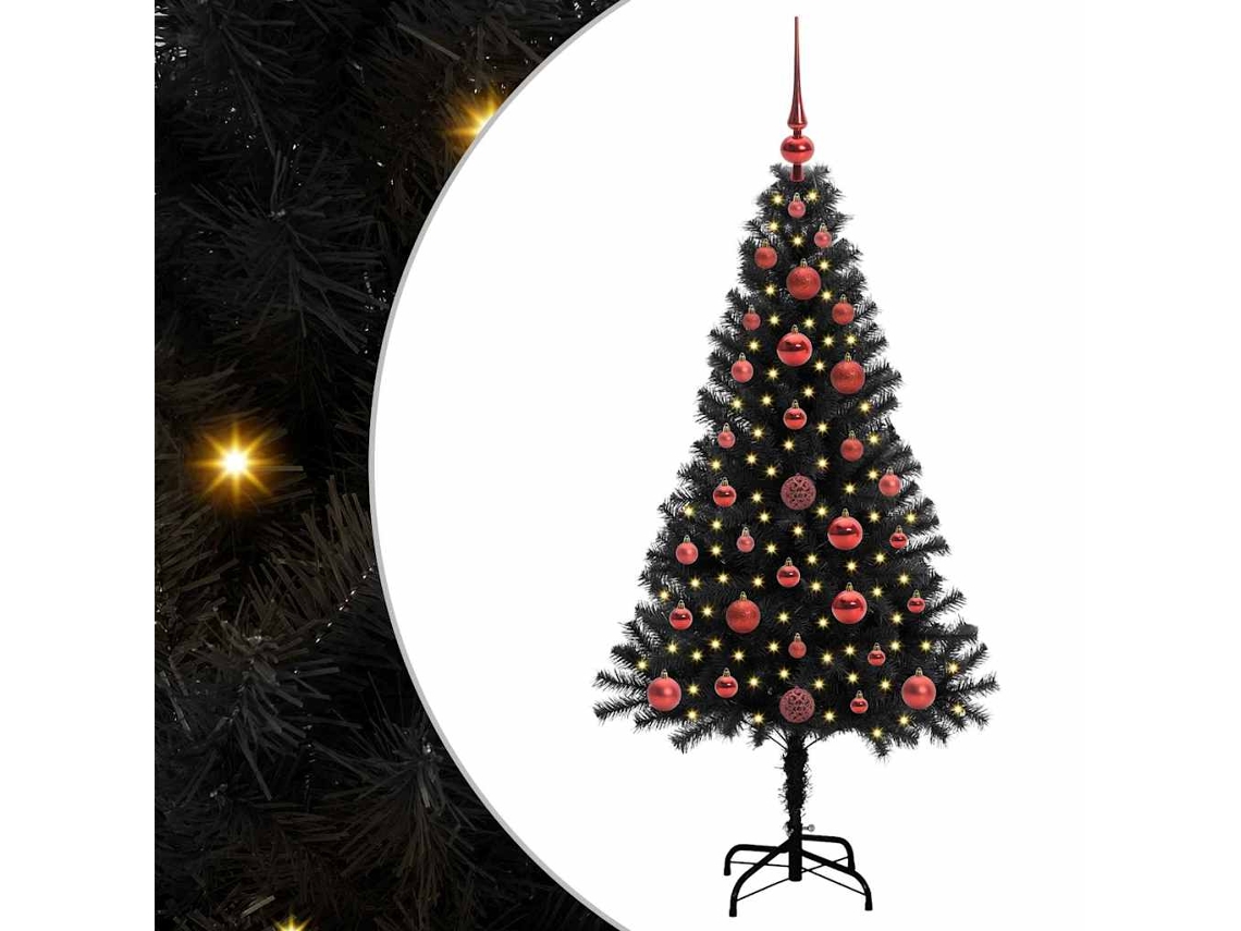 Conjunto 1 Árvore De Natal Vidaxl Preto Pvc (120 Cm)