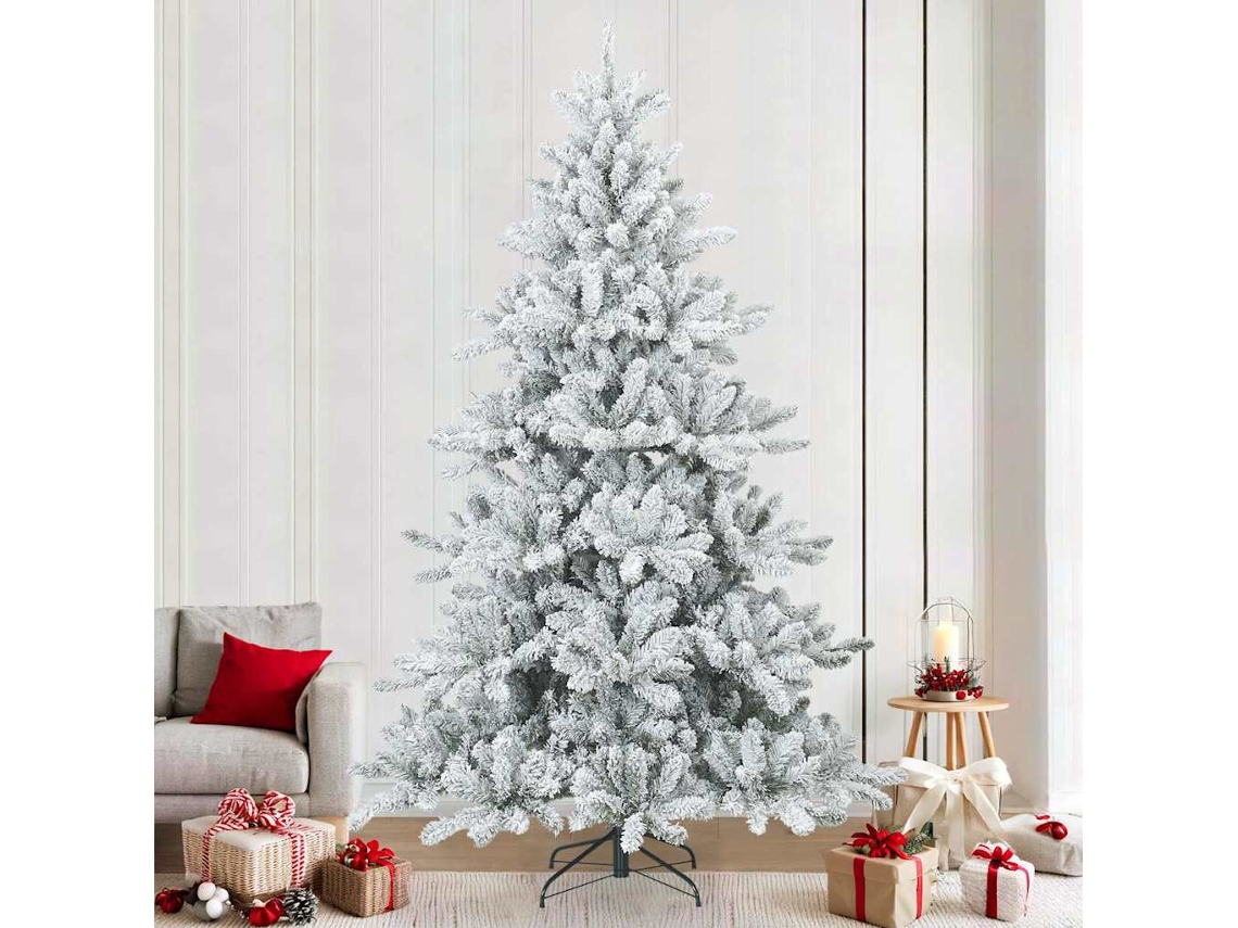 Vidaxl Árvore De Natal Artificial Articulada Nevado Flocked Branco