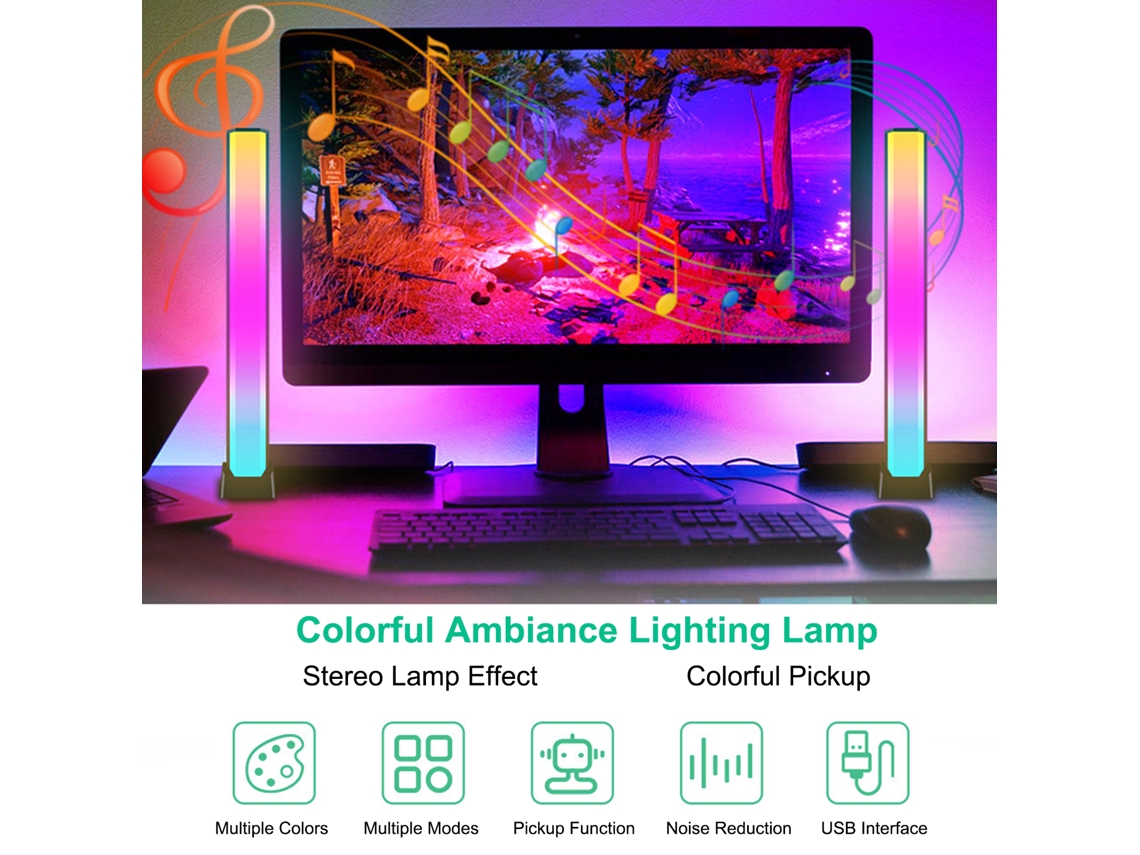 Luz de Atmosfera RGB com Ativação por Voz e Ritmo Musical | S/MARCA
