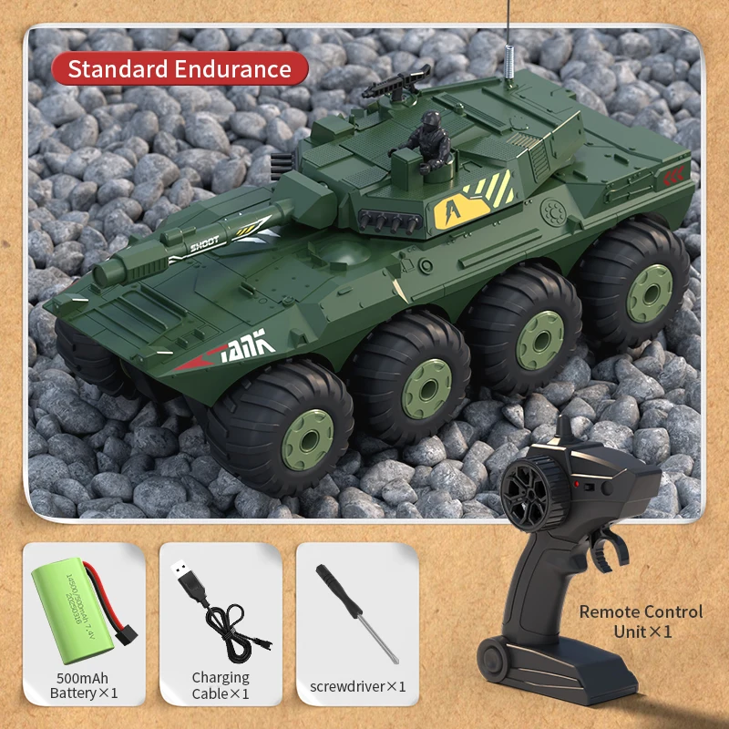 (verde) Carro De Controle Remoto Para Modos Aquático E Terrestre, Tanque/veículo Blindado De Controle Remoto Em Escala 1/32, Modelo Sem Fio