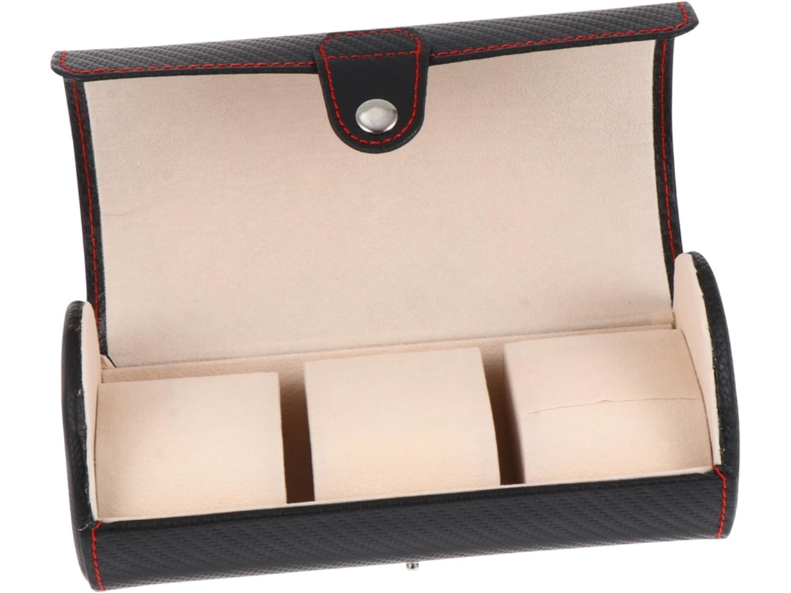 Caixa Para 3 Relógios, Design Vintage Elegante, Portátil Em Couro Pu Preto