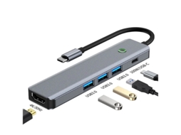 Hub USB para USB C 6 em 1 Adaptador USB com botão de liberação de tecido de um toque para proteger a privacidade pessoal Divisor HDMI com Yizhood