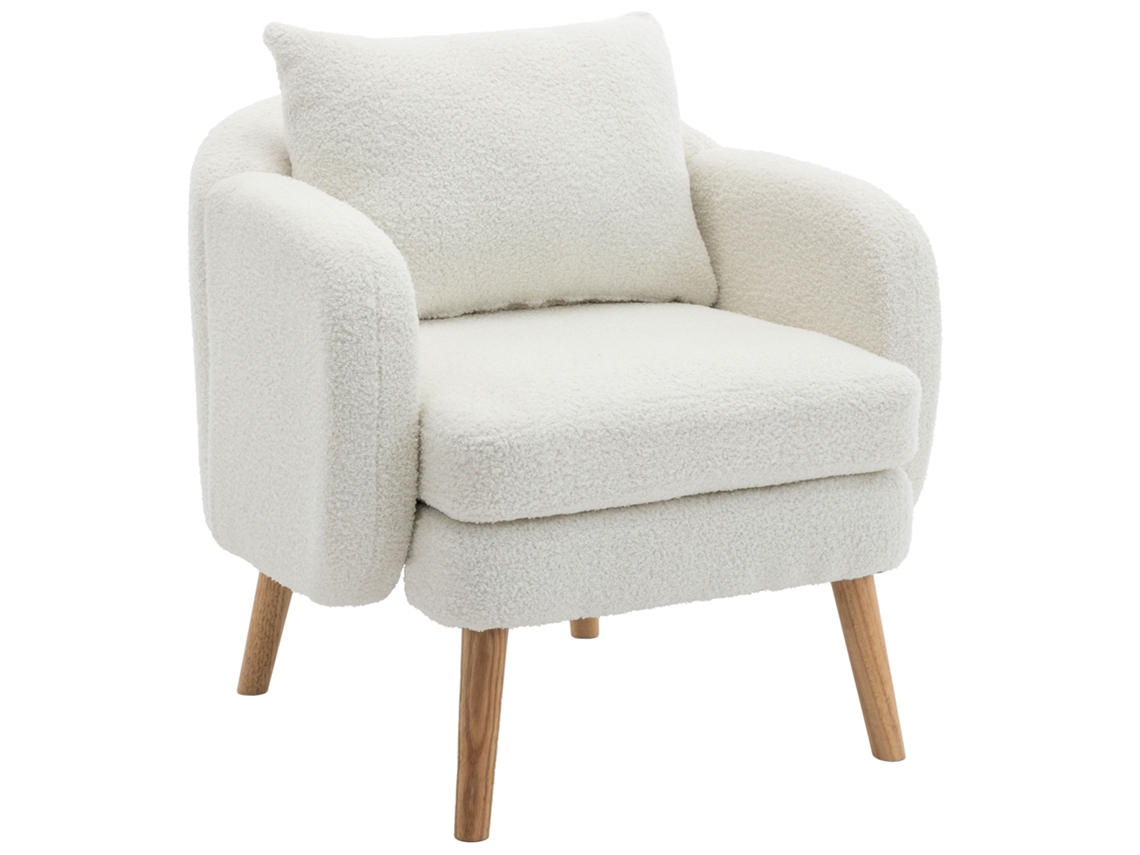 Poltrona De Veludo Teddy Moderna E Minimalista Com Almofada, Cadeira Estofada De Madeira Maciça, Poltrona Confortável Para Lazer.