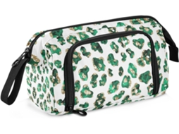 Estojo Cleetah Grande, Leve, Verde e Dourado para Adultos, Ideal um Estilo Escolar Elegante. 24 X 9,5 15 Cm